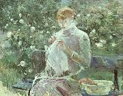 Berthe Morisot Young Woman Sewing in the Garden Sweden oil painting reproduction